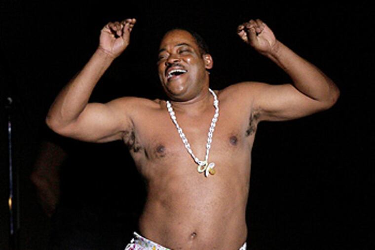 Lawrence Clayton as Montel dances in a diaper during a performance n New York on Tuesday.