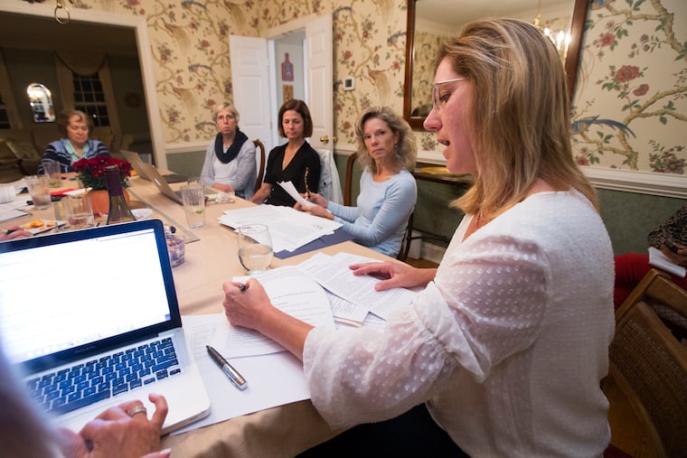 On a September evening, nine of the 14 members of Project W’s health committee gathered around the dining table of chairwoman Margot Patterson’s Newtown Square home to consider five grant applications and select a finalist. Michelle Smith reads about one of the organizations. Giving circles in general have quadrupled in number to about 1,600 in 2016 from 400 a decade earlier.