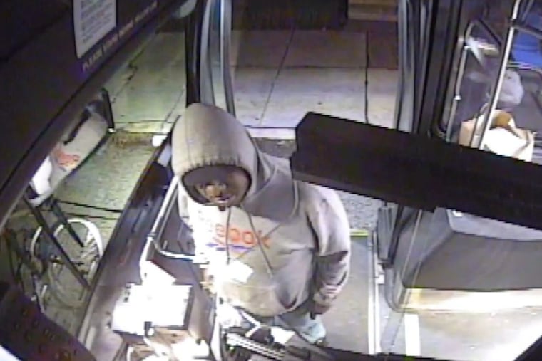 A screenshot from surveillance video that shows an assault on a SEPTA bus driver on New Year's Eve in East Lansdowne.