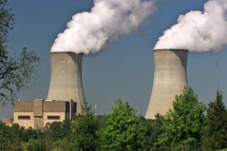 Steam rises from the cooling towers of Exelon's nuclear power plant near Limerick, Pa. (AP File Photo / George Widman)
