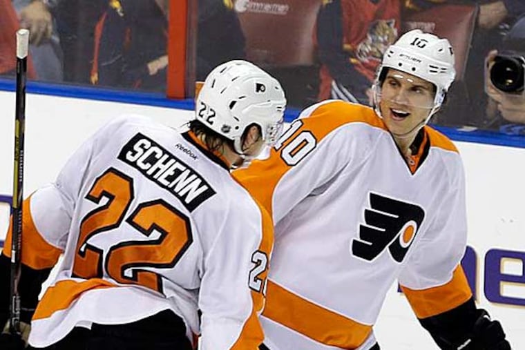 Nearly 2 years younger, Flyers forward Brayden Schenn has relied on his older brother, Luke, to help navigate the ropes of the NHL. (Alan Diaz/AP)