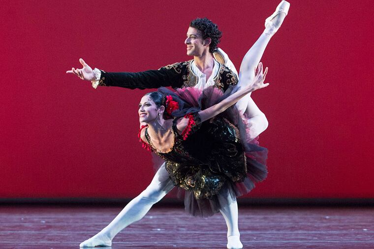 Soloist Mayara Piñeiro and principal Arián Molina Soca in the preview of "Don Quixote." (Photo: Alexander Iziliaev)