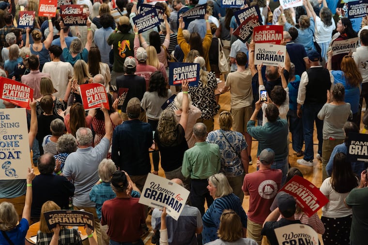 Supporters cheer for Graham Platner in Blue Hill, Maine, after he won the Democratic Senate primary on June 9. Platner’s bid for the Senate inspired progressive Democrats. But the campaign, which he suspended July 8, was messy, disorganized and ultimately doomed by a steady drip of scandal.