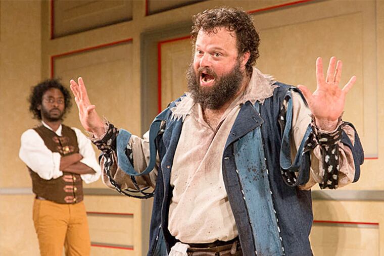 The Arden Theatre Company's "La Bête" stars James Ijames (left) and Scott Greer. (Mark Garvin)