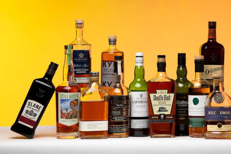 Craig LaBan’s annual list of whiskies to gift for the holidays, photographed at the Philadelphia Inquirer studio on Wednesday, Dec. 4, 2024 in Philadelphia.