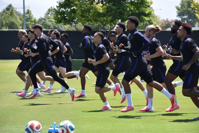 The U.S. squad getting back at it on the field at Monday's practice in Southern California.