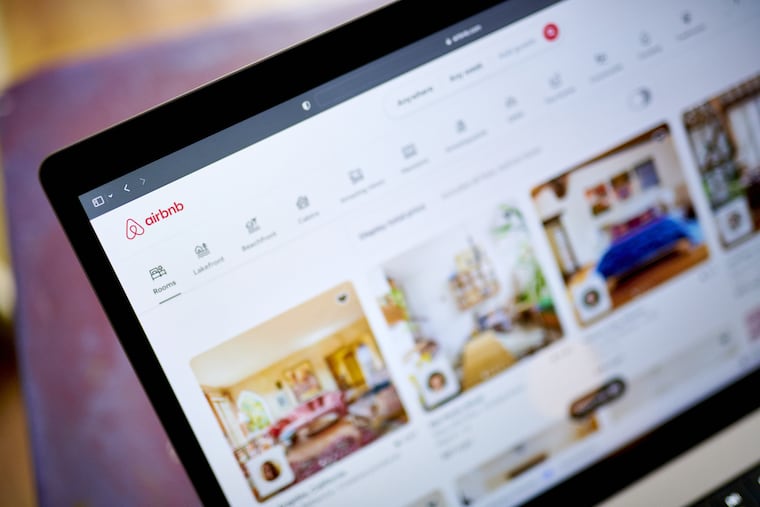 The Airbnb website on a laptop computer arranged in Brooklyn in 2023.