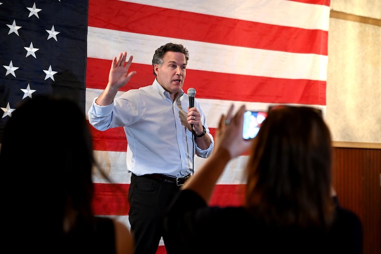 Dave McCormick speaks at a campaign event in Hanover Township while running for Senate in April, 2022.