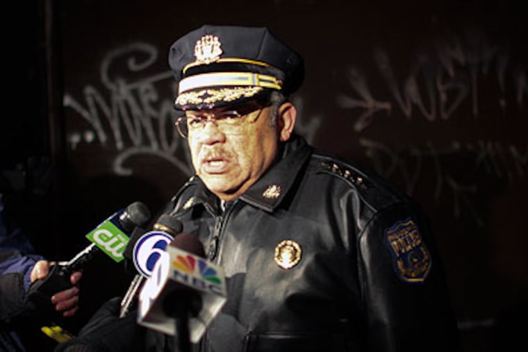 Police Commissioner Charles Ramsey speaks to the news media in the Kensington section of Philadelphia on Dec. 15, about a string of strangulation murders. (For the Daily News / Joseph Kaczmarek)