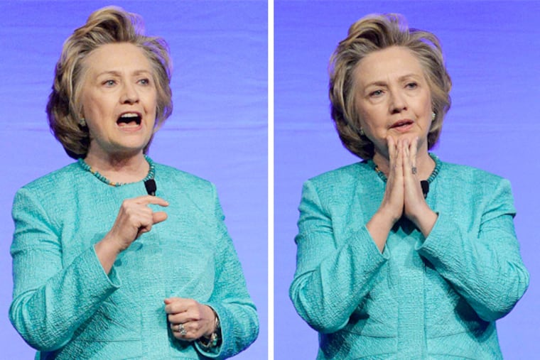 Hillary Rodham Clinton delivers the keynote address to the United Methodist Women Assembly. She said the conference's theme, "Make it Happen," was apt because it's "what women do every day."