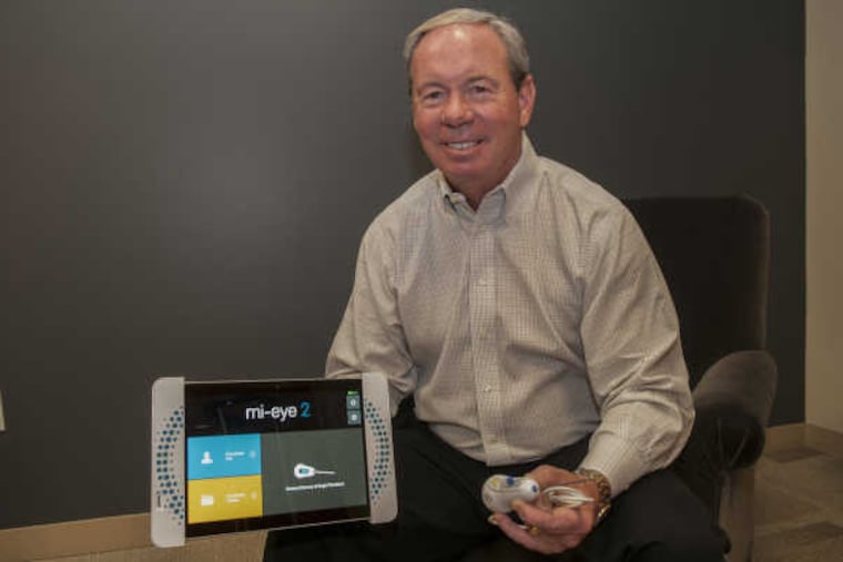 Jeffrey O’Donnell President/CEO of Trice Medical holding the Mi-eye device which allows doctors to diagnose joint injuries in their office. Trice Medical 1000 Continental Drive #240 King of Prussia Pa April 21, 2017