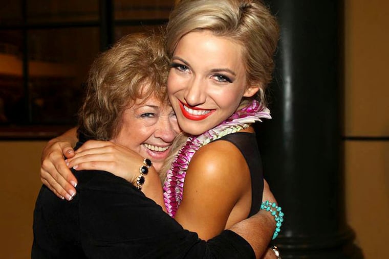 Cara McCollum, Miss New Jersey 2013, and her chaperone, Sally Johnston, who grew to regard
McCollum as “an angel” in her life. McCollum, of Margate, was critically hurt Monday in a one-car accident on Route 55 in Salem County.