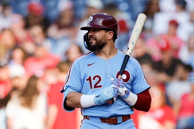 Kyle Schwarber initially thought he was experiencing a cramp, but a Phillies trainer identified a left groin strain.