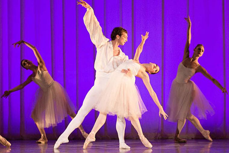 Pennsylvania Ballet soloist Lillian Di Piazza and principal dancer Zachary Hench in Robert Weiss' "Grieg: Piano Concerto." (Alexander Iziliaev)