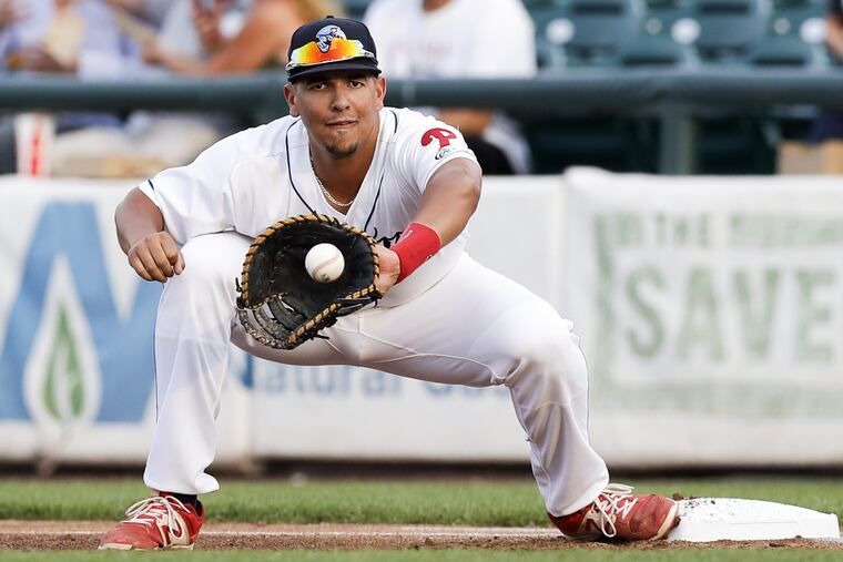 Reading first baseman Darick Hall, pictured here with Lakewood during the 2017 season, went yard Sunday in the Fightin Phils first win in a week.