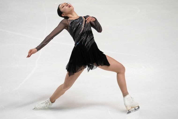 Kim Ye-lim, of South Korea, performs in the women's short program at the Four Continents Figure Skating Championships, Thursday, Feb. 9, 2023, in Colorado Springs, Colo. (AP Photo/David Zalubowski)
