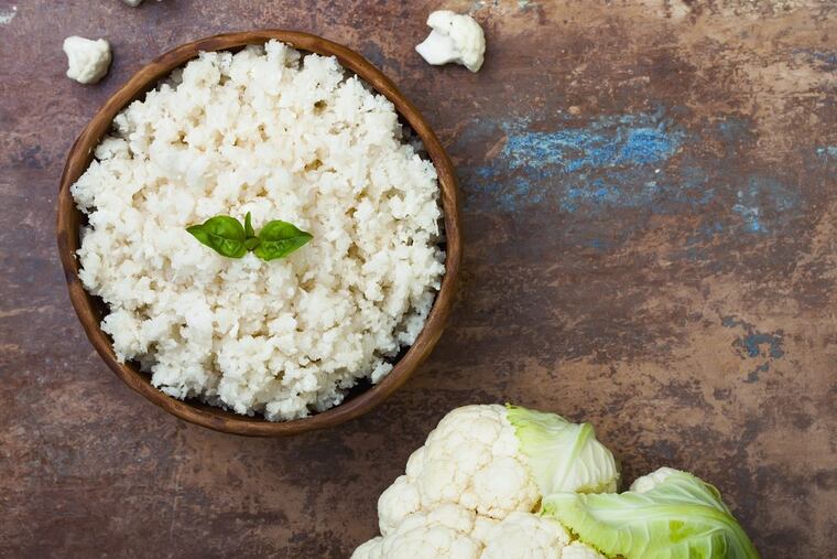 Cauliflower rice is low-carb and only 20 calories per cup.