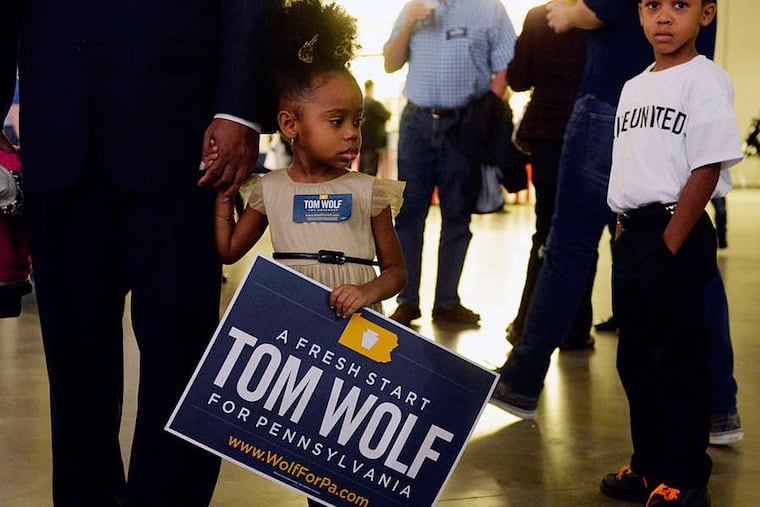 London Lambert , of York, on Election Day. Education advocates hope that the gov.-elect will be good news for Philly schools.