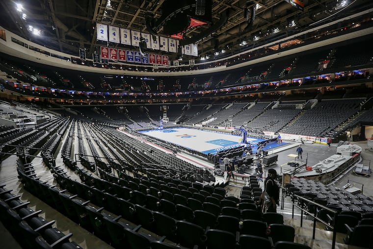 After the Sixers-Pistons game, the last game played at the Wells Fargo Center in Philadelphia, Wednesday, March 11.
