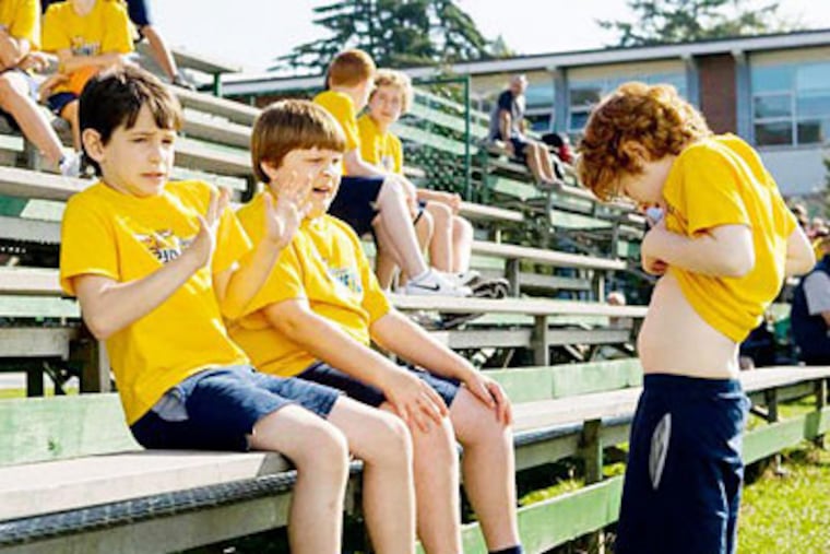 Zachary Gordon (left) is the "Wimpy Kid," and Robert Capron is his best friend. Grayson Russell is at right.