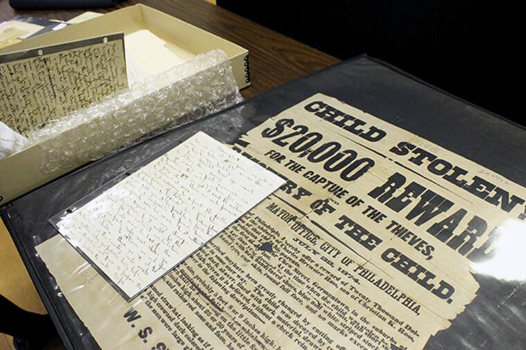 Documents will be featured in the Charley Ross exhibition at Historic Germantown, in Philadelphia, on Thursday, February 27, 2014. ( COURTNEY MARABELLA / Staff Photographer)