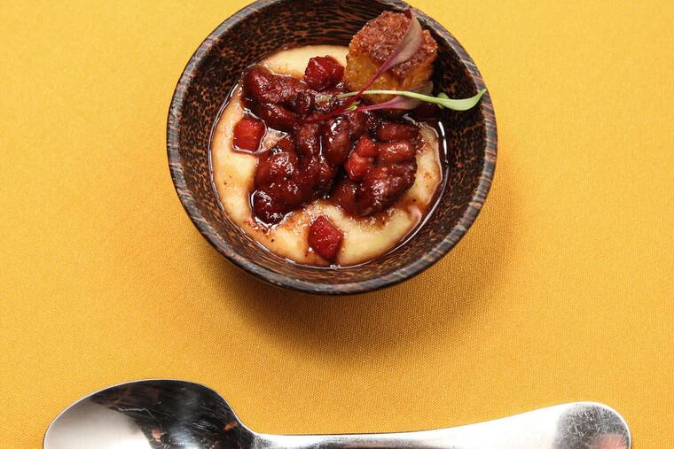 Veal sweetbreads, red-eye gravy, and popcorn at Marigold Kitchen. ( Steven M. Falk / Staff Photographer )