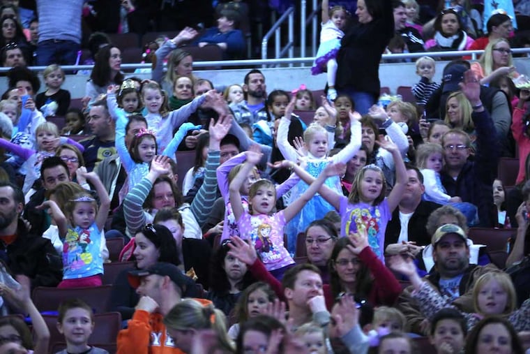 Audience participation at Disney on Ice, returning to the Wells Fargo Center for another holiday run.