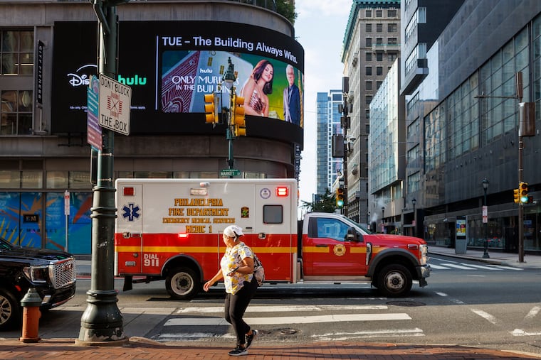 Philadelphia Fire Department Medic Unit at 12th and Market Streets on Sept. 23, 2025.