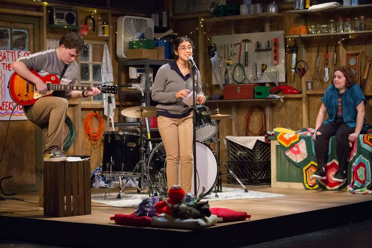 (Left to right:) Michael Macri, Leigha Kato, and Amanda Jill Robinson in "Broken Biscuits," through Oct. 28 at 1812 Productions.