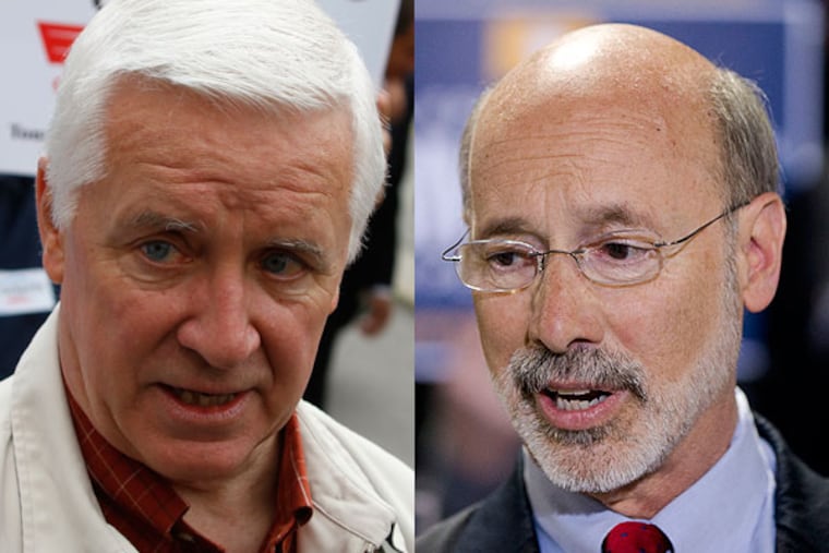 Republican Gov. Corbett (left) and Democratic opponent Tom Wolf.