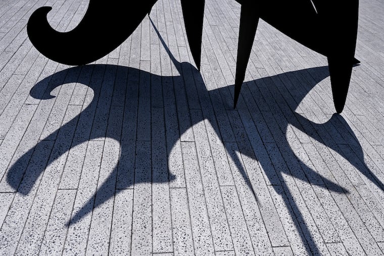 The shadow cast by the stabile “Cock’s Comb,” created by Alexander “Sandy” Calder in 1960 is the first work seen by visitors at the entrance to Calder Gardens.