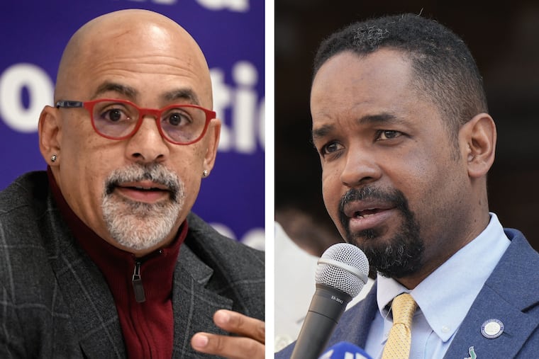 State Rep. Chris Rabb (left) and State Sen. Sharif Street are among the top Democratic contenders running to represent Pennsylvania's 3rd Congressional District. The lawmakers are using an increasingly common campaign tactic called "redboxing" to legally coordinate with super PACs.