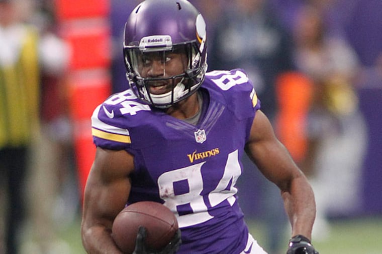 Vikings wide receiver Cordarrelle Patterson runs up field after making a reception during the first half of an NFL football game against the Philadelphia Eagles, Sunday, Dec. 15, 2013, in Minneapolis. (Andy King/AP)