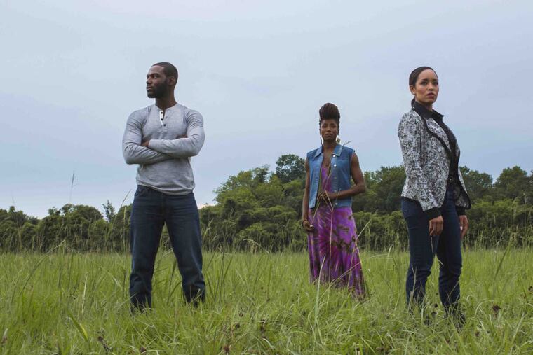 "Queen Sugar": Ralph Angel (played by Kofi Siriboe), left, Charley (played by Dawn-Lyen Gardner), center, and Nova (played by Rutina Wesley. (Photo: DEVIN DOYLE / OWN)