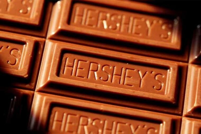 Hershey bars on the assembly line.