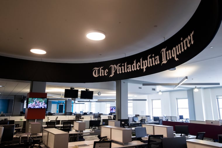 The Philadelphia Inquirer's previous newsroom at 801 Market St., where the gathering for Bykofsky was held in July 2019.