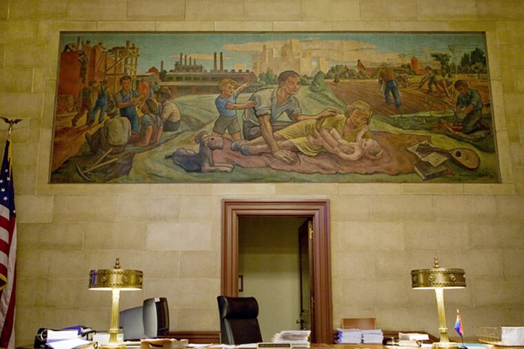 Family Court employees took custom-designed objects such as these desk lamps, since returned, when they changed buildings.