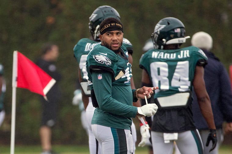 DeSean Jackson, taping his hands before running a passing drill at Eagles practice Wednesday.