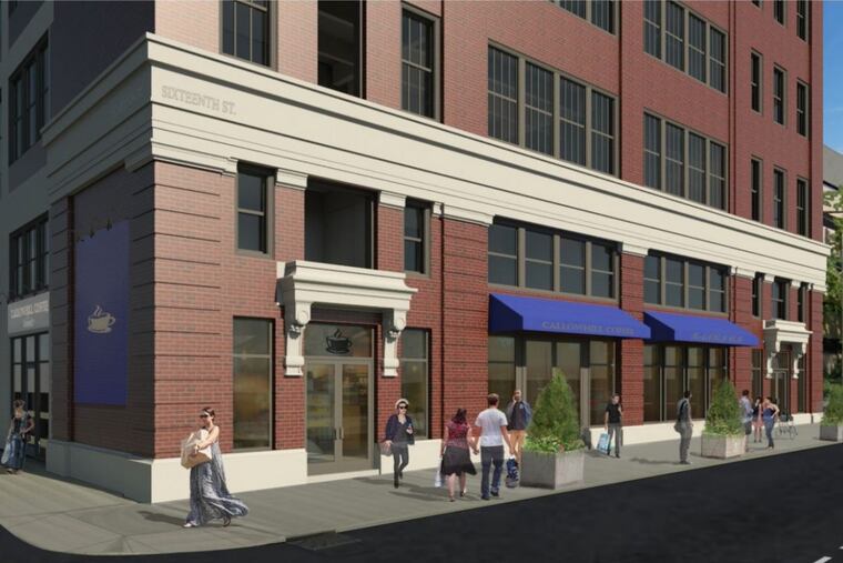 Artist's rendering of 1600 Callowhill St. warehouse-turned-office building after renovation into apartments.