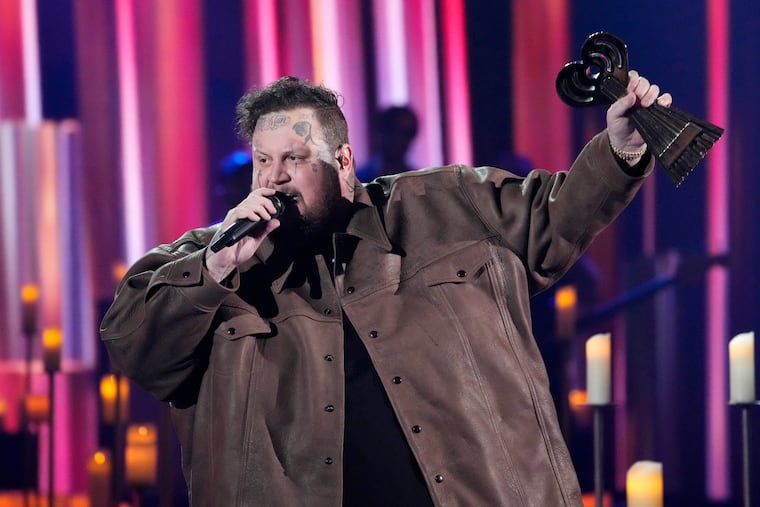 Jelly Roll accepts the Best New Artist Pop & Country Award during the iHeartRadio Music Awards on April 1.