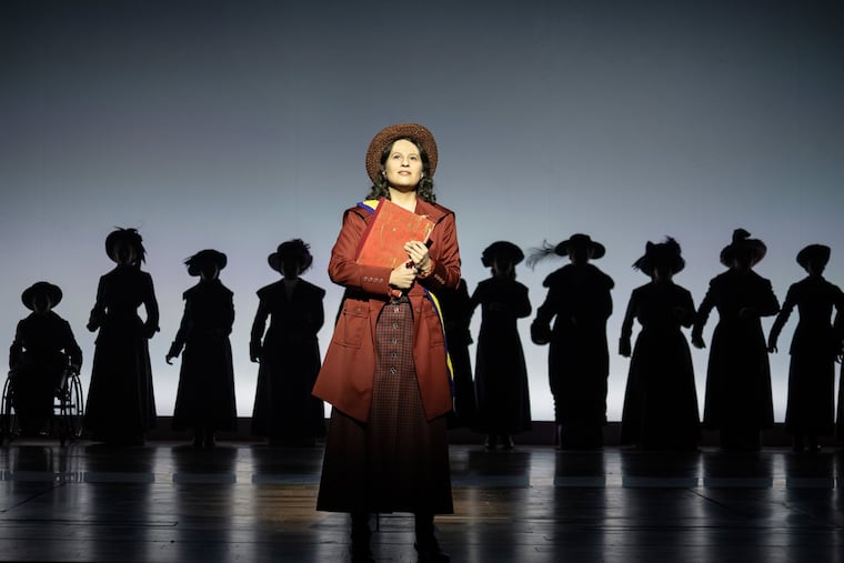 Shaina Taub as Alice Paul in "Suffs" on Broadway. The touring musical runs at the Academy of Music through Jan. 18.