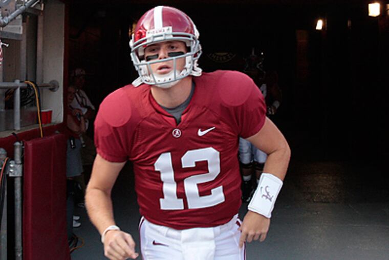 Alabama quarterback Greg McElroy has made an his application to become a Rhodes scholar. (AP Photo/Jamie Martin)