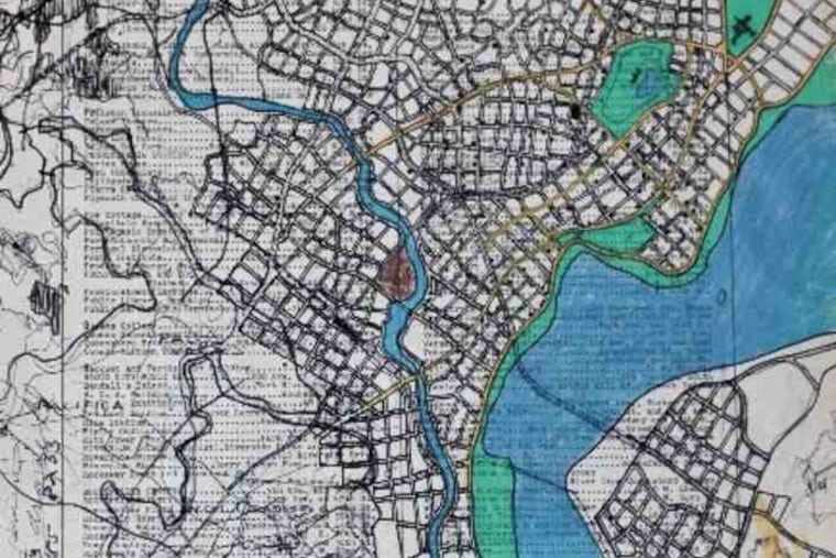 Perry Steindel , with this fictional but authentic-looking 1965 map, is among Philadelphia artists represented in the show.