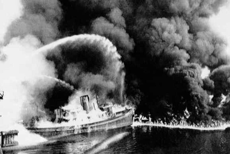 On June 25, 1969, near downtown Cleveland, the Cuyahoga River caught fire due to oil and other industrial wastes that had collected in the waterway.