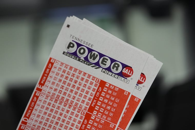 Powerball play slips in Nashville, Tenn., are seen on Friday, Aug. 29, 2025.