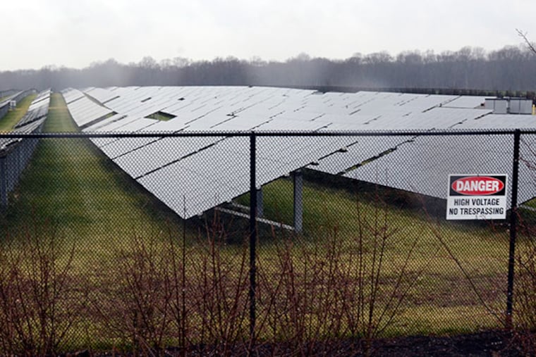 Land Roger Winner used to farm is now a PSEG solar farm in Westampton, January 14, 2014. Once the state's largest dairy, the Winner Farm sold its 500 cows and now grows mostly hay and soybeans on 600 leased acres. He now faces competition for dwindling open space not only with developers but also with solar farms, reforestation projects, recreational fields and endangered species whose habitat is protected. ( TOM GRALISH / Staff Photographer )