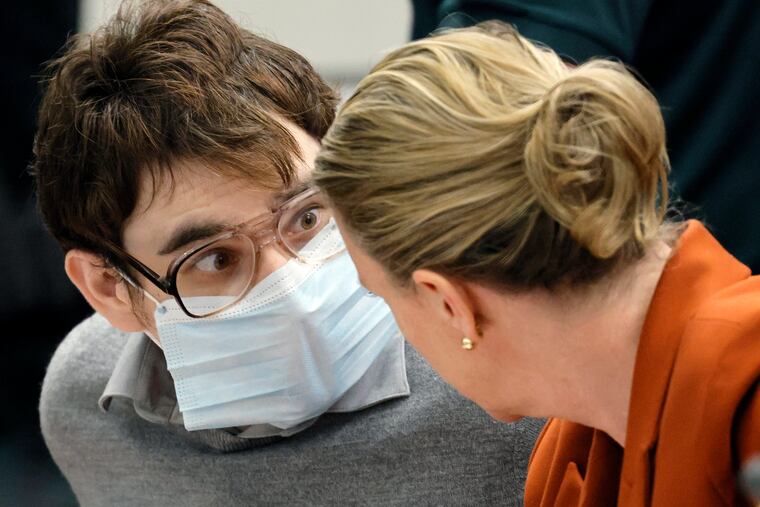 Marjory Stoneman Douglas High School shooter Nikolas Cruz reacts to the verdict in his trial at the Broward County Courthouse in Fort Lauderdale, Fla., on Thursday.