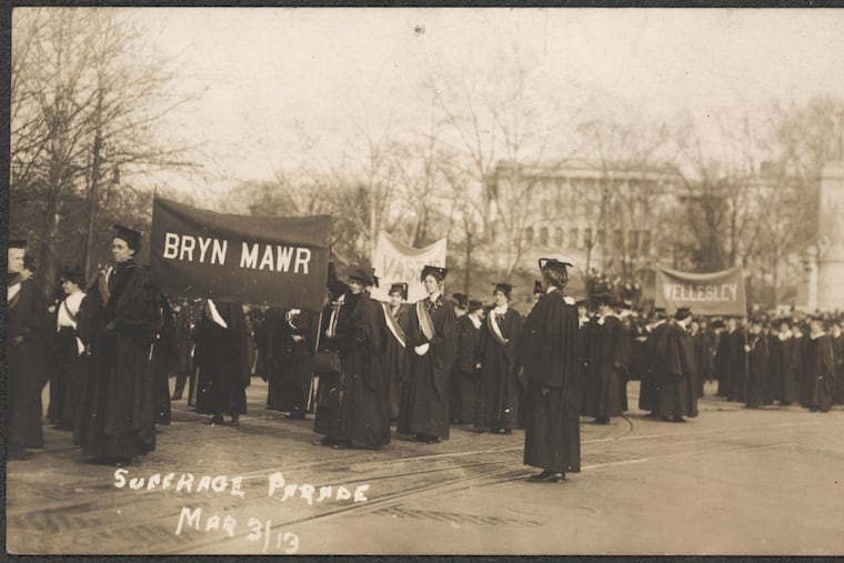 Student brigades from Bryn Mawr and Wellesley gather at the March 3, 1913, suffrage march in Washington, D.C.