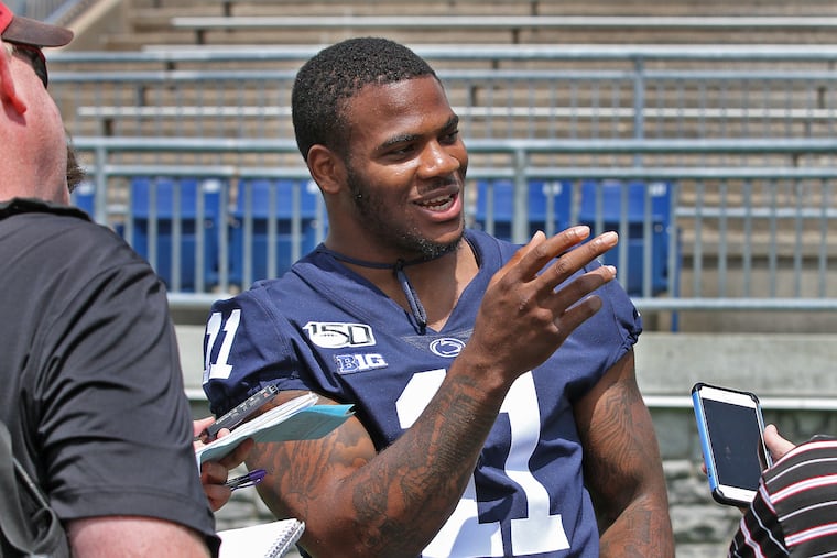 Penn State football linebacker Micah Parsons (11) during the program's annual Media Day on Aug. 3, 2019. CRAIG HOUTZ / For the Inquirer