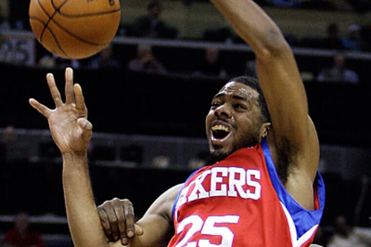Philadelphia 76ers' Rodney Carney has seen more time recently as the Sixers work out some injury issues. (AP Photo/Chuck Burton)